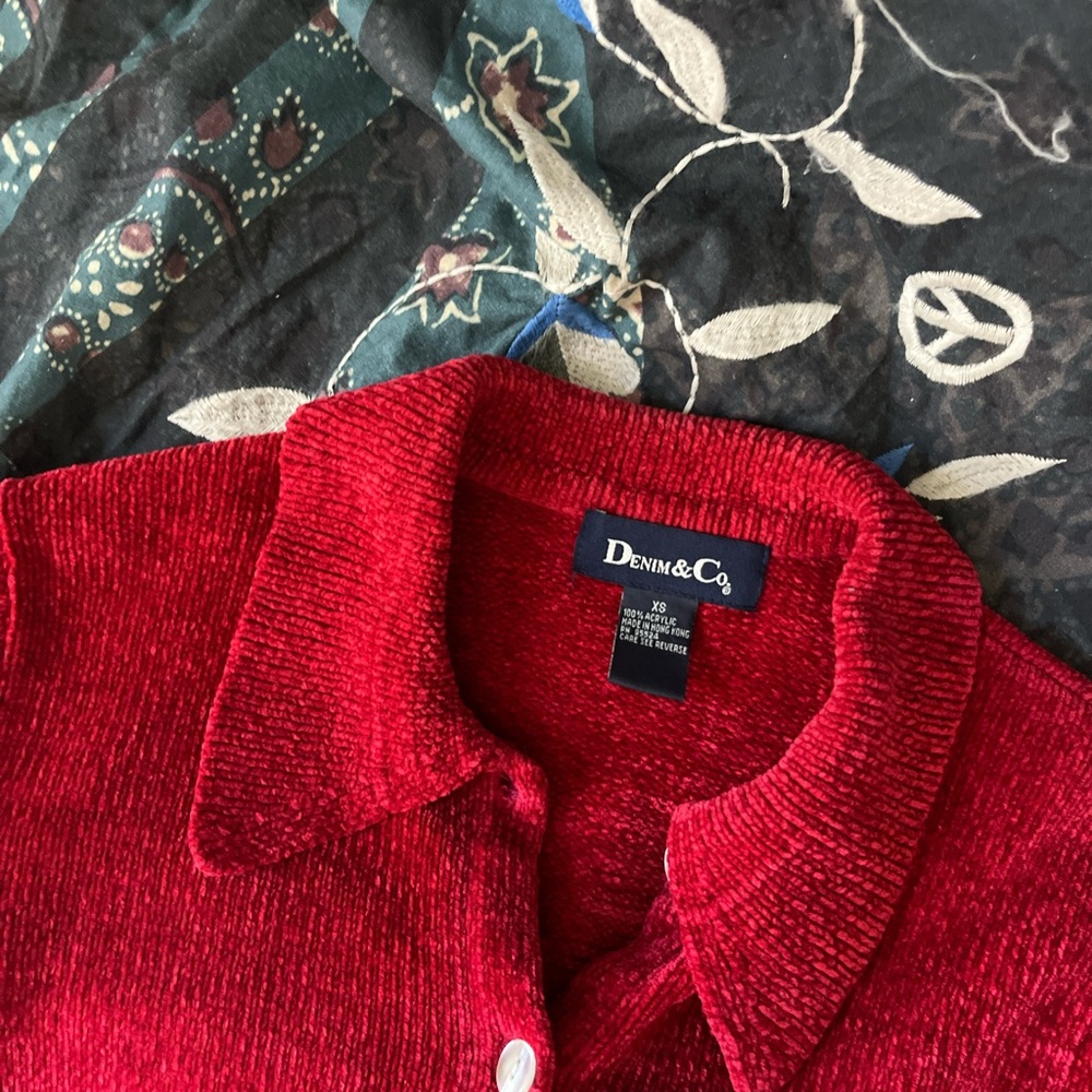 Cherry Red Button Up Cardigan - image 3